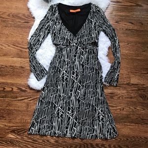 Cynthia Steffe black white Long Sleeve buckled dress Small